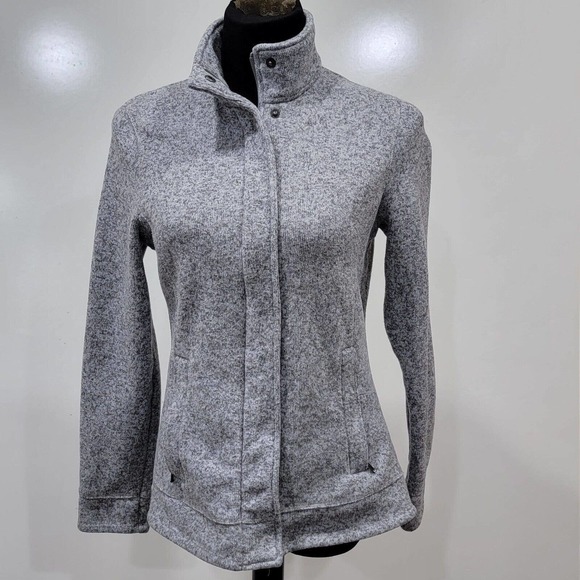 Lands End Grey White Heathered Fleece Lined Jacket Size 6-8 100% Polyester - Picture 1 of 10